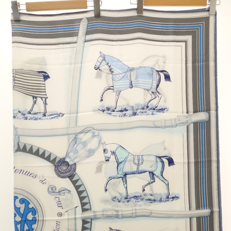 HERMES エルメス editees par 競走馬 カレ140 シルク100％ スカーフ