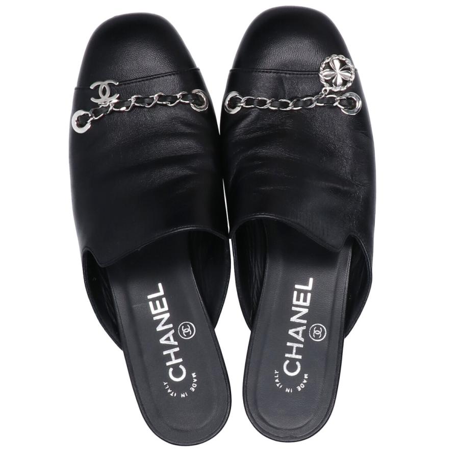 お値下げ中】CHANEL ミュール スリッポン CCココマーク チェーン装飾