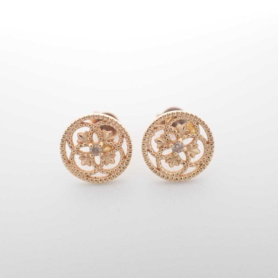 agete（アガット） K14YG/ダイヤモンド0.01ct サークル スタッド