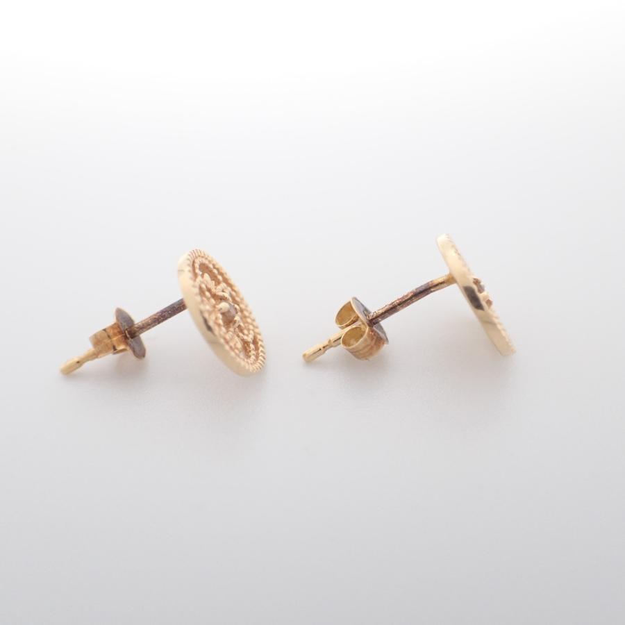 agete アガット K14YG/ダイヤモンド0.01ct サークル スタッド ピアス 
