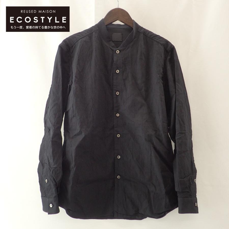 美品/ YAMAUCHI 山内 YC41 塩縮加工 コットンxリネン バンドカラー 