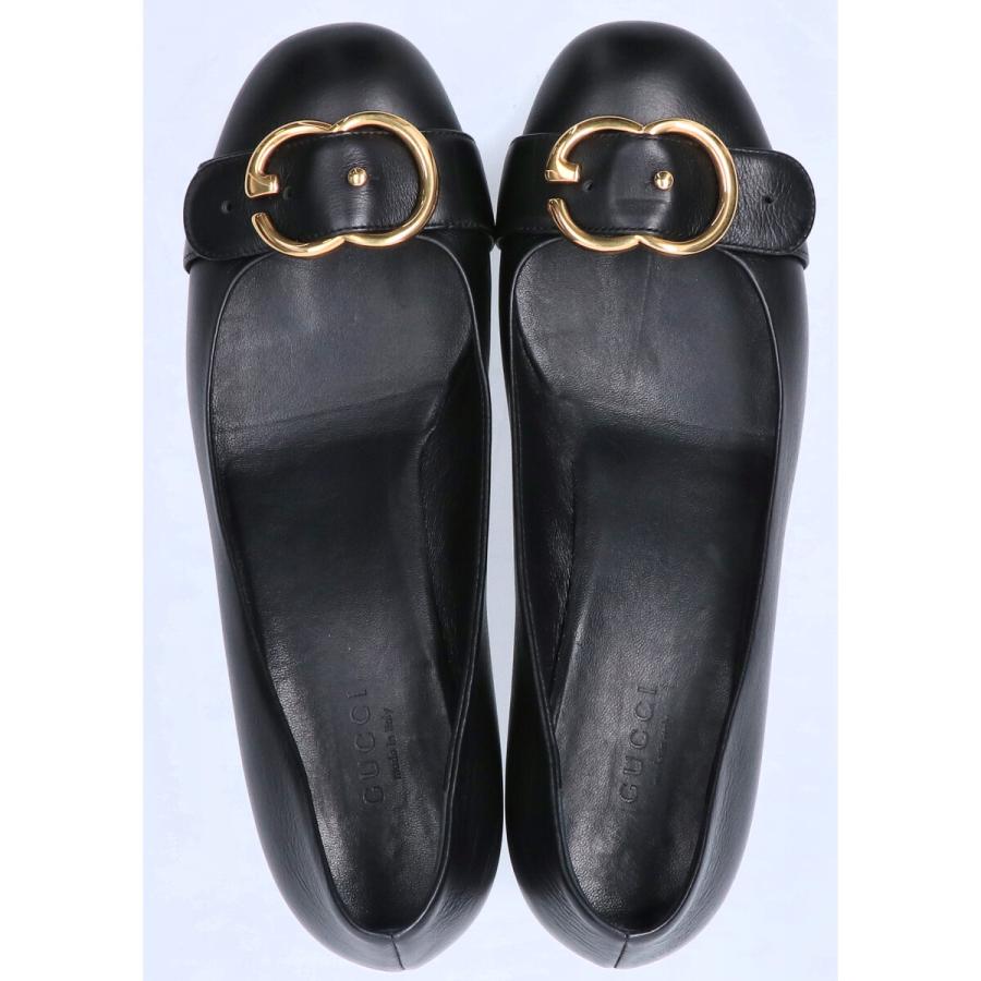 GUCCI（グッチ） 428564 GGバックル レザーラウンドトゥ パンプス 37
