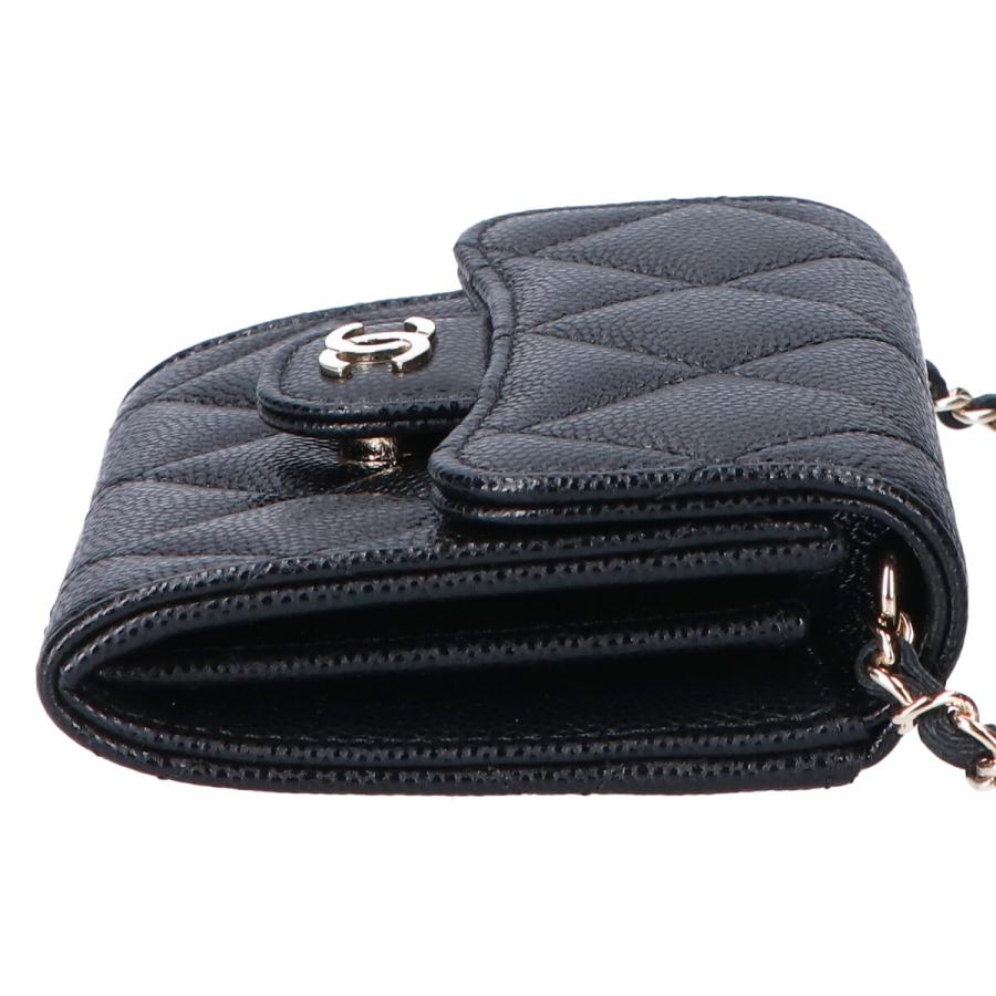 CHANEL ウォレット phoneholder レア！ ブラック 新品同様 CHANEL（シャネル） 新品同様品 32番台 キャビアスキン ミニチェーン