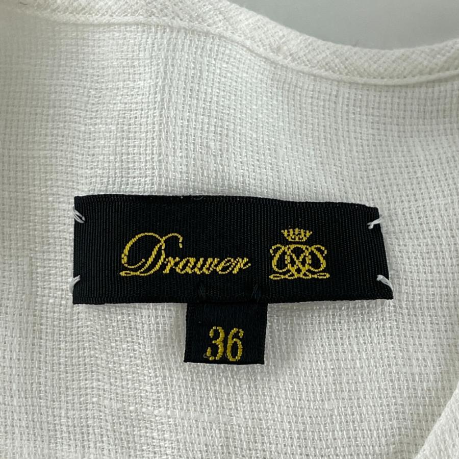 DRAWER（ドゥロワー） 6521-299-0505 ホワイト リネンギャザーブラウス