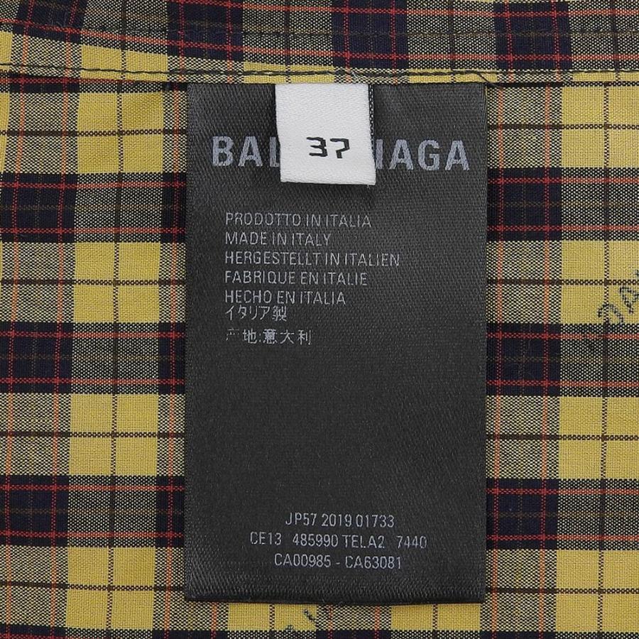 美品　バレンシアガ 19AW ロゴフーデッドチェック長袖シャツ メンズ 40 BALENCIAGA 美品/ バレンシアガ 485990 Logo Hooded Shirt