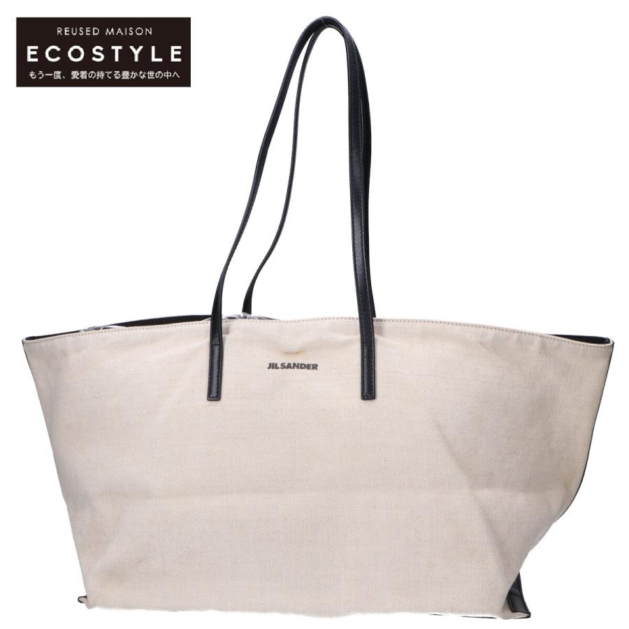 JIL SANDER ジルサンダー ロゴ キャンバス/レザー トートバッグ 