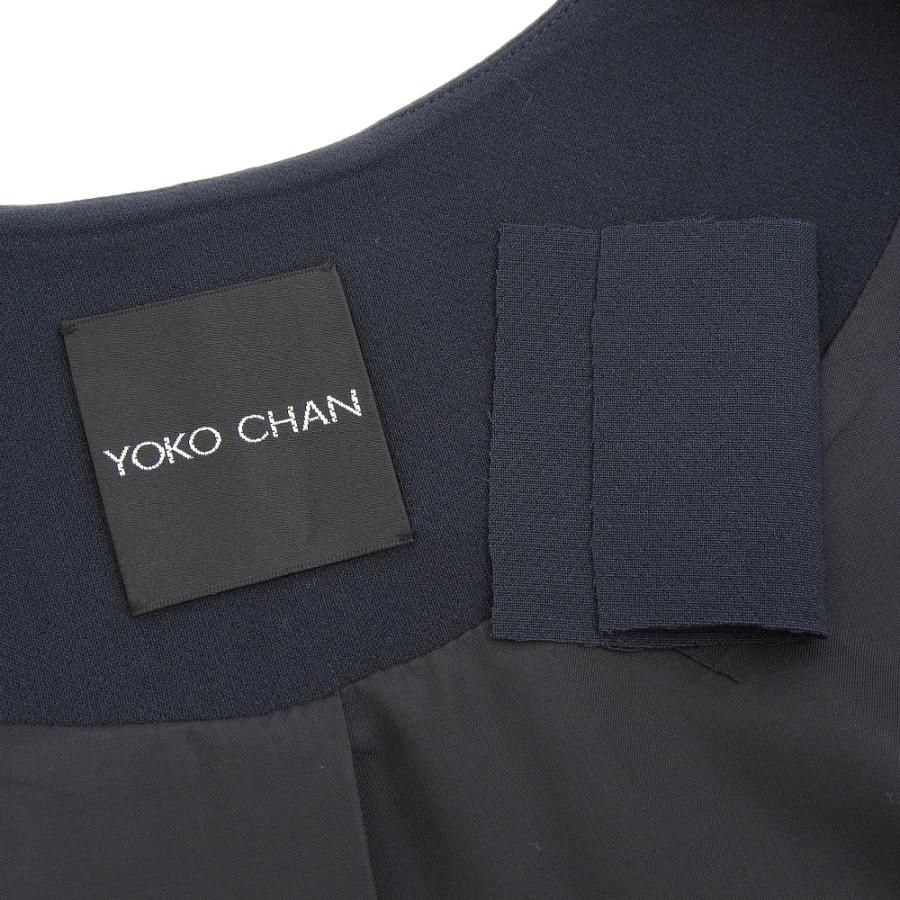 YOKO CHAN ヨーコチャン ノーカラー コート レディース ブラック 38 18