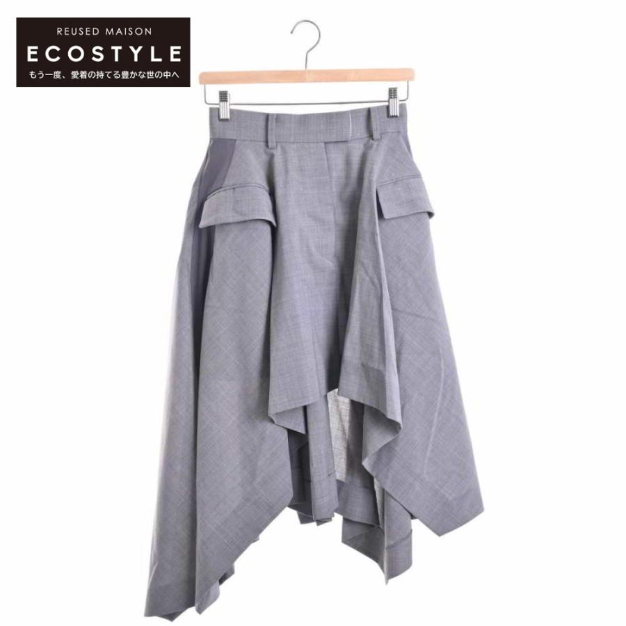 sacai 美品/21年製 サカイ 21-05530 Suiting Asymmetry Skirt sacai 美品/21年製 サカイ 21-05530 Suiting Asymmetry Skirt