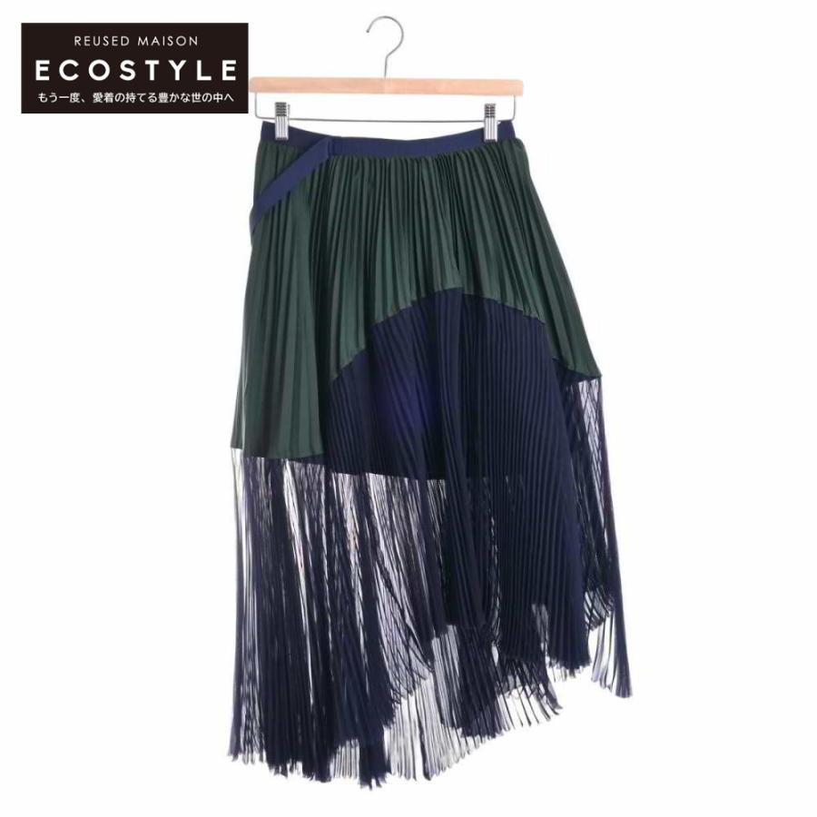 sacai 美品/ サカイ 17-03318 プリーツ切替 ラップ スカート 1  