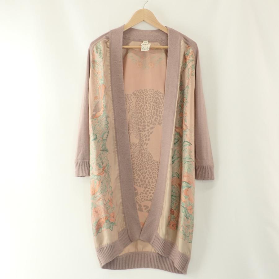 美品/ HERMES エルメス JUNGLE LOVE シルクxアルパカ カレ切替 ロング