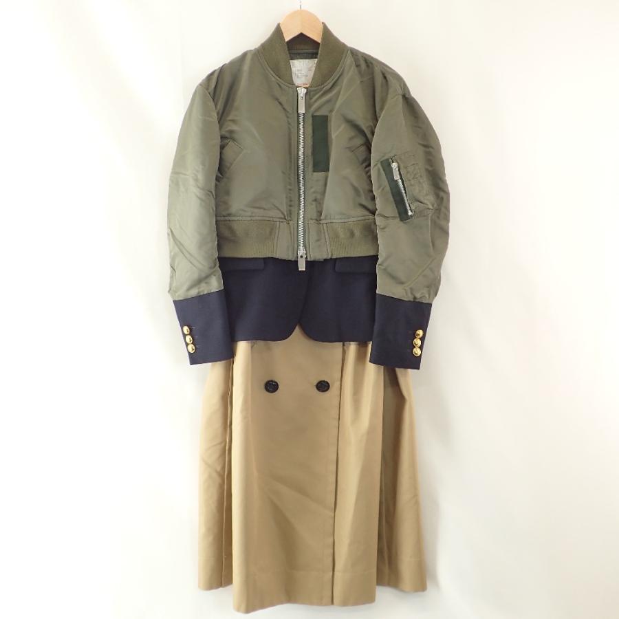 sacai 美品/20年製 サカイ 20-05135 Mixed Media Layered Coat sacai 美品/20年製 サカイ 20-05135 Mixed Media Layered Coat