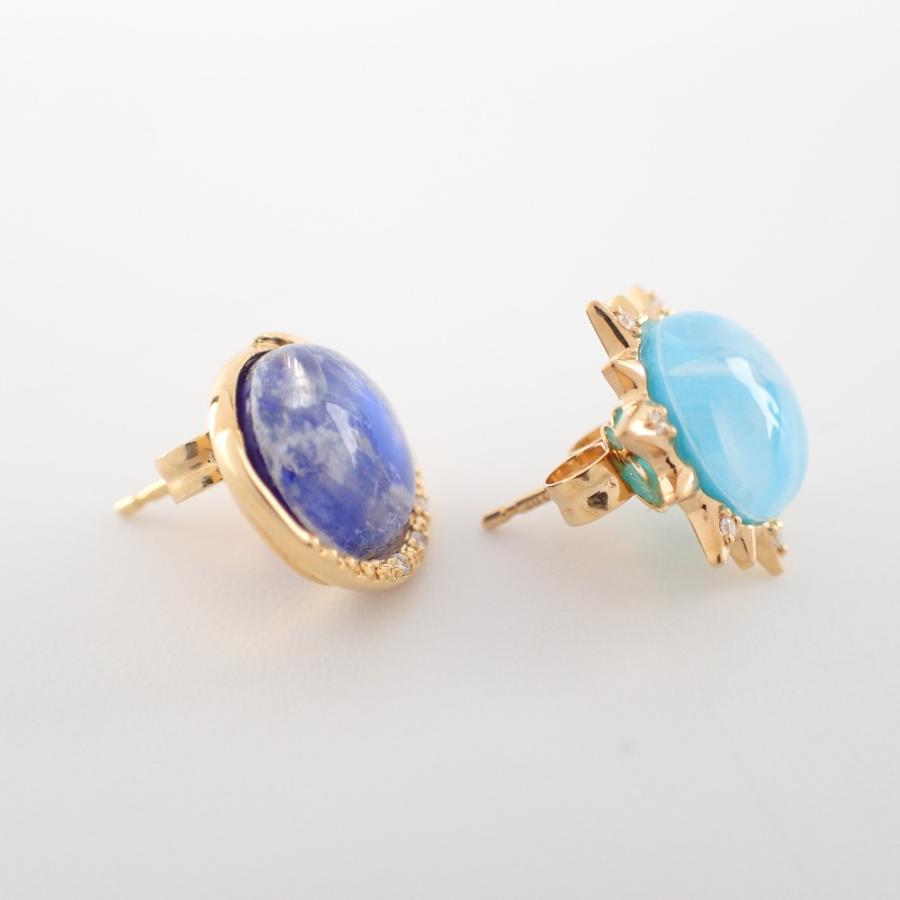 美品 STAR JEWELRY 2ZP1539 K18 MOON&SUN P ターコイズ 美品 STAR JEWELRY 2ZP1539 K18 MOON&SUN P ターコイズ