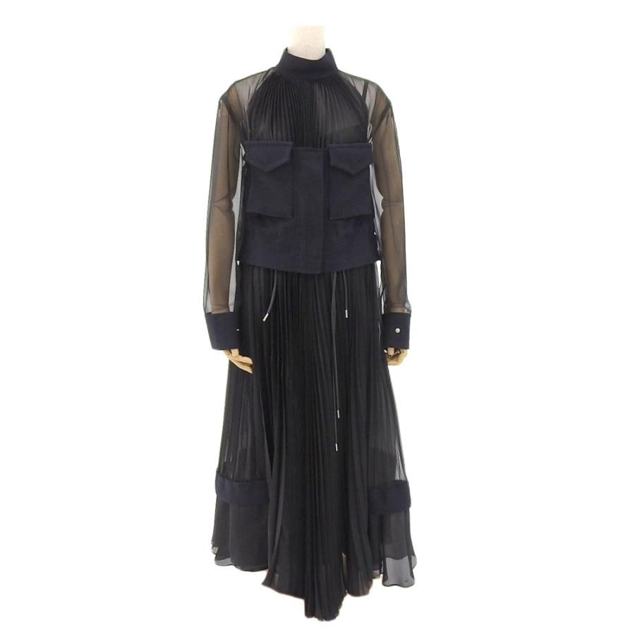 sacai サカイ 19-04724 シフォンプリーツ ドッキング ワンピース sacai サカイ 19-04724 シフォンプリーツ ドッキング ワンピース