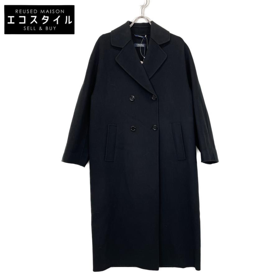 美品★エスマックスマーラ クチートアマーノ ピュアバージンウール ロングコート S MaxMara エスマックスマーラ ブラック クチートアマーノ ピュア
