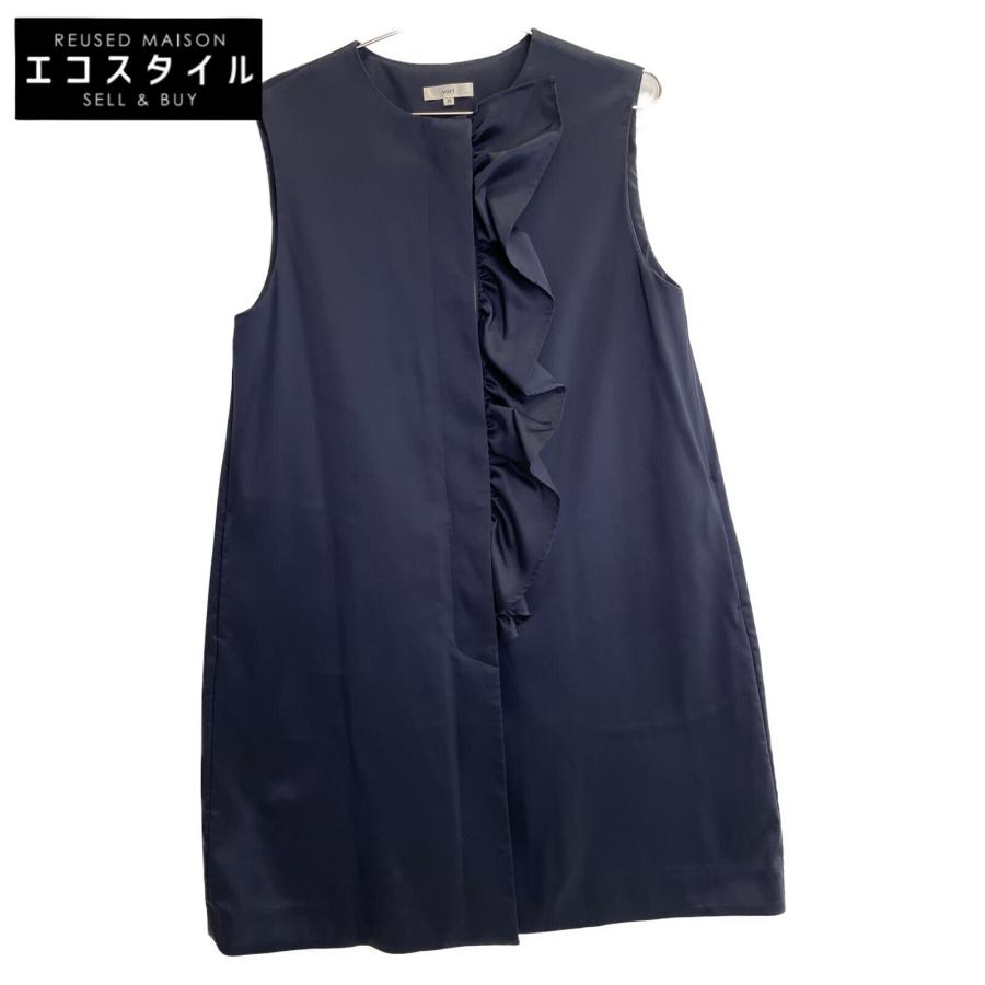 【美品】yori ヨリ　ダブルフリルジレ 38ネイビー 中古・古着通販】YORI (ヨリ) ダブルフリルジレ ネイビー サイズ:38
