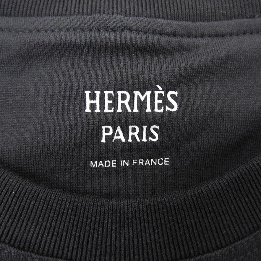 美品 HERMES エルメス コットン 胸デザイン Tシャツ トップス