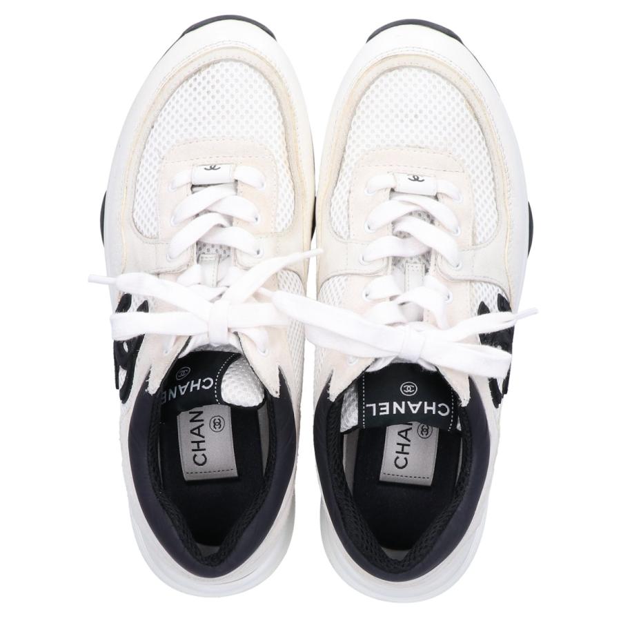 希少　シャネル　スニーカー　ホワイト　メッシュ　レザー　ココマーク　38 CHANEL シャネル スニーカー G39066 ココマーク レザー メッシュ 35
