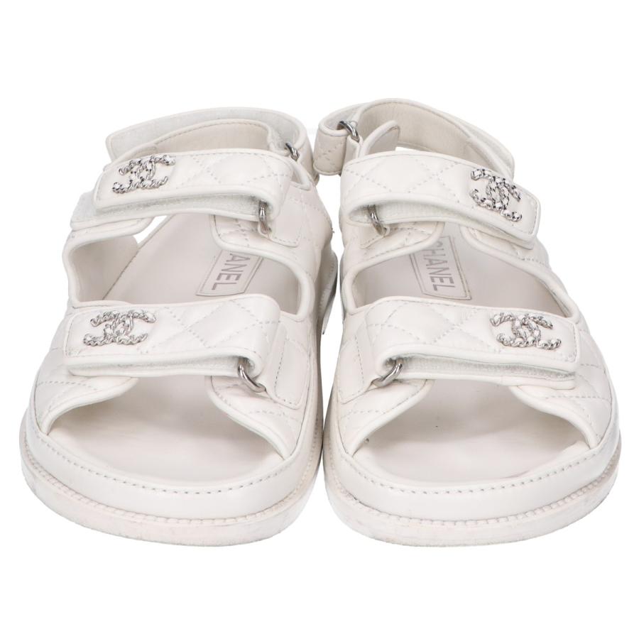 CHANEL◇白ウエッジソールサンダル37 CHANEL（シャネル） G35927 ココ
