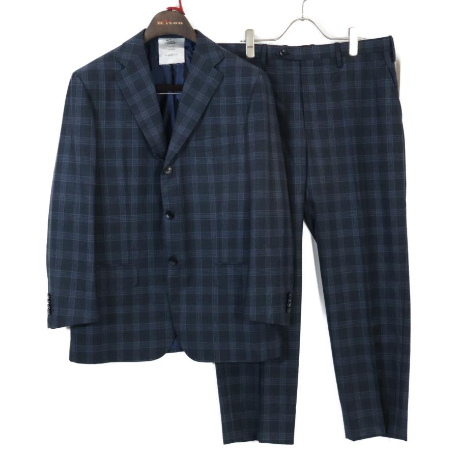 Kiton キートン UA81S0552314002 Mod.EVO ネイビー チェック スーツ 50