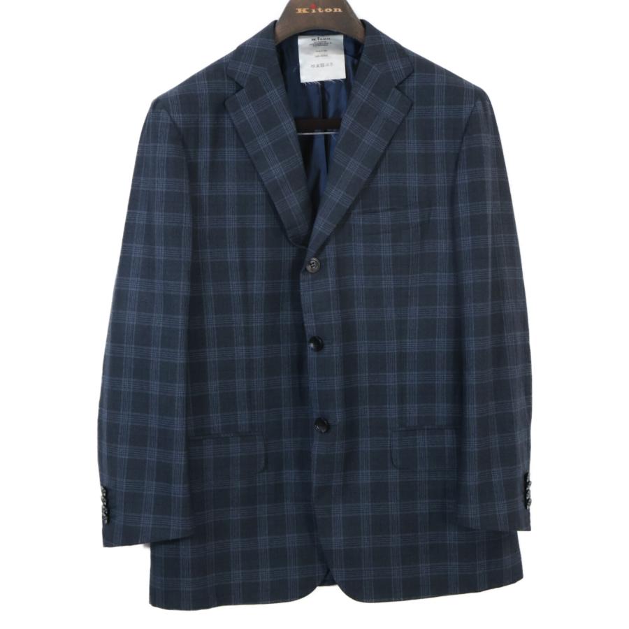 Kiton キートン UA81S0552314002 Mod.EVO ネイビー チェック スーツ 50