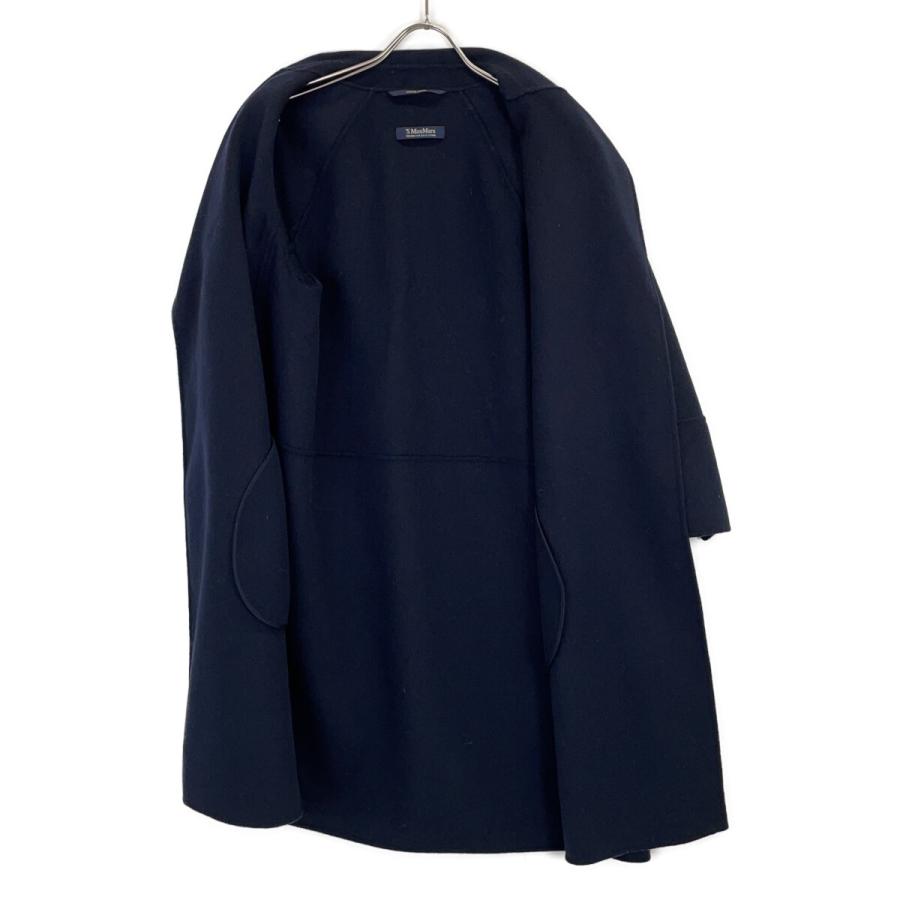 S MaxMara エスマックスマーラ 【Cucito A Mano】ネイビー ピュアウール ラップコート ブラック 36 コート ウール レディース 中古の画像