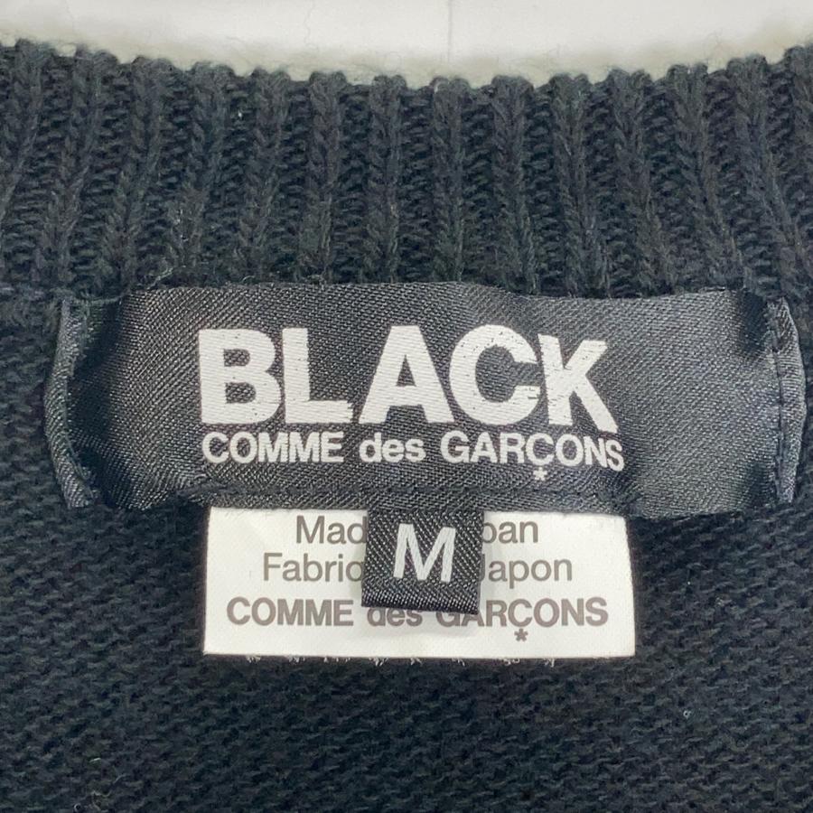 BLACKCOMMEdesGARCONS 1J-N001 22年製 ブラック×ホワイト ハートデザイン クルーネックニット M メンズ