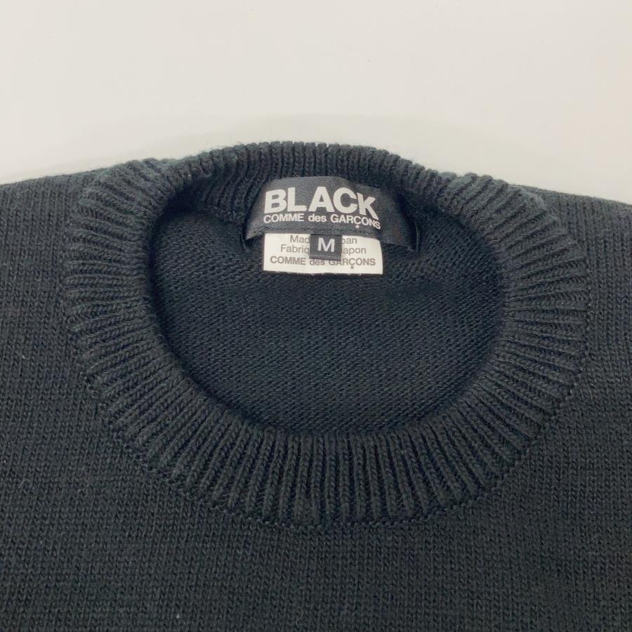 BLACKCOMMEdesGARCONS 1J-N001 22年製 ブラック×ホワイト ハートデザイン クルーネックニット M メンズ
