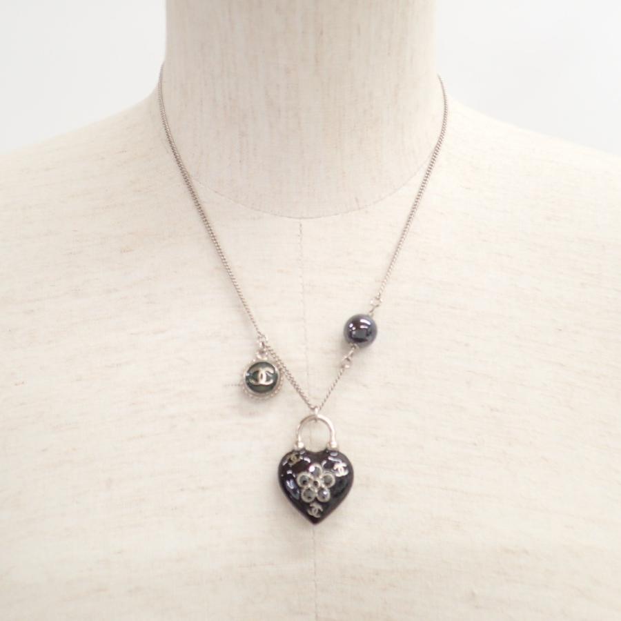 美品 CHANEL シャネル 09A CCココマーク ラインストーン装飾 ハート  
