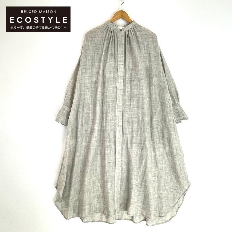 ebure エブール グレー フロートビエラボウタイワンピース 36