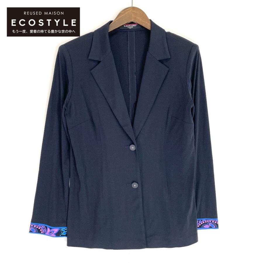 レオナール ネイビー テーラードジャケット 極美品 LEONARD ネイビーテーラードジャケット