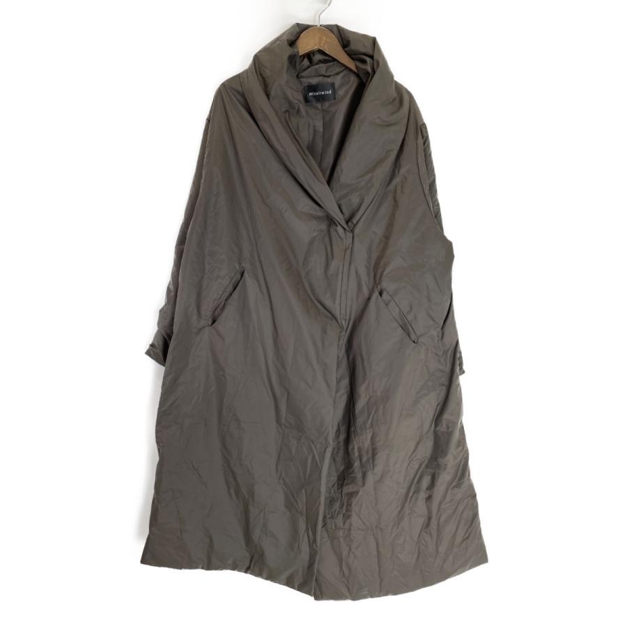 ミズイロインド ドレープロングライトダウンコート 美品/ mizuiro ind ミズイロ インド 2122 ショールカラー ドレープ