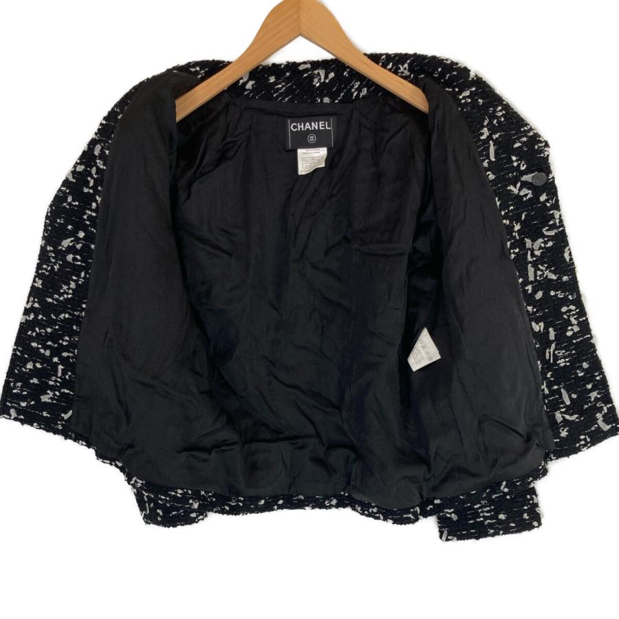カメリア✨ CHANEL シャネル スパンコールボーダーツイードジャケット 40 CHANEL（シャネル） 国内正規 02A P20169V11530 カメリアボタン