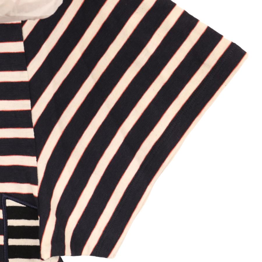 LOEWE（ロエベ） ネイビー ロゴパッチ ボーダー Tシャツ ネイビー