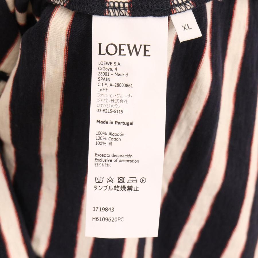 LOEWE（ロエベ） ネイビー ロゴパッチ ボーダー Tシャツ ネイビー