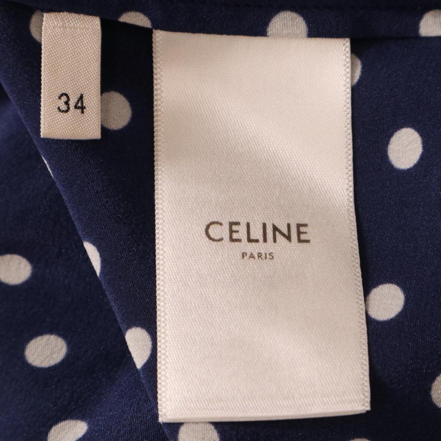 CELINE セリーヌ ネイビー 2B243966H シルク ポルカドット ボウタイ  