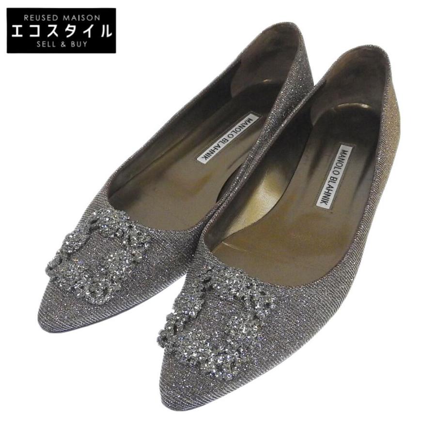 MANOLO BLAHNIK シルバーラメ ハンギシ ヒール パンプス シューズ
