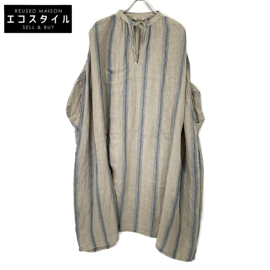 イチアンティークス　ナチュラル✖️インディゴ　ストライプリネンワンピース ICHI ANTIQUITES イチアンティークス ナチュラル×インディゴ 900915