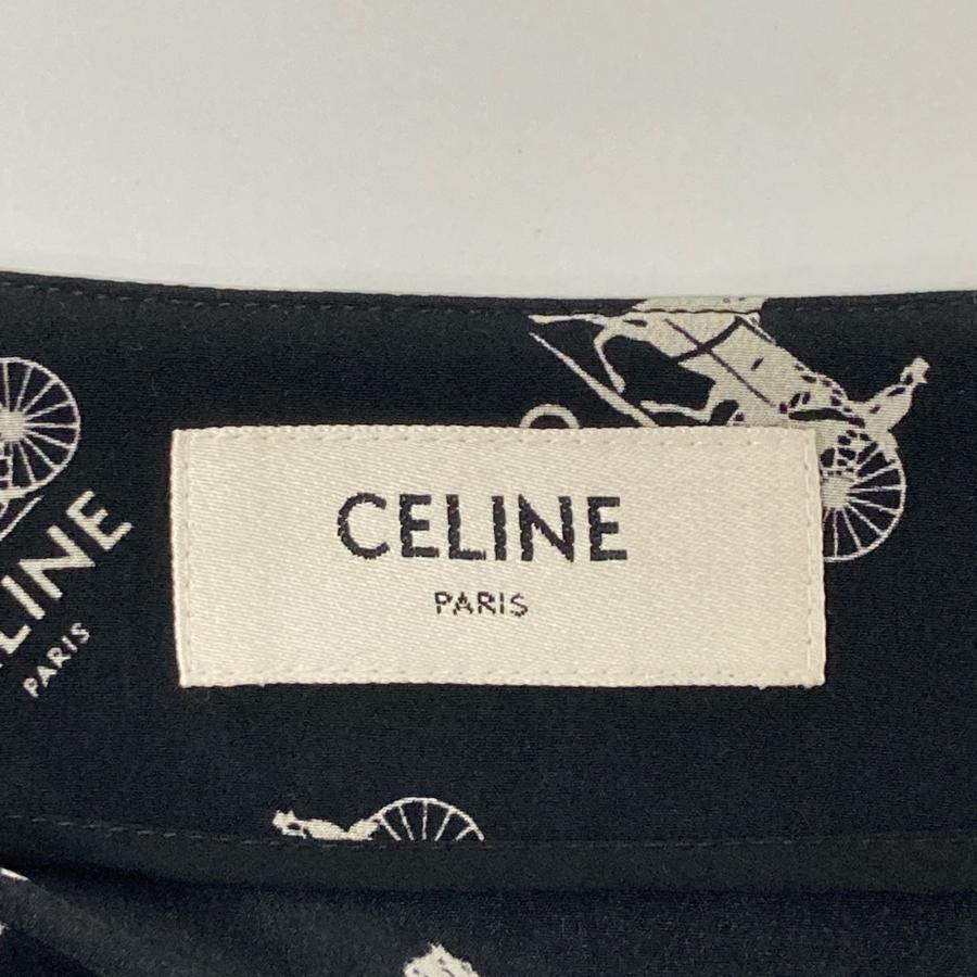 CELINE（セリーヌ） ブラック シルク サルキー ロングスカート 