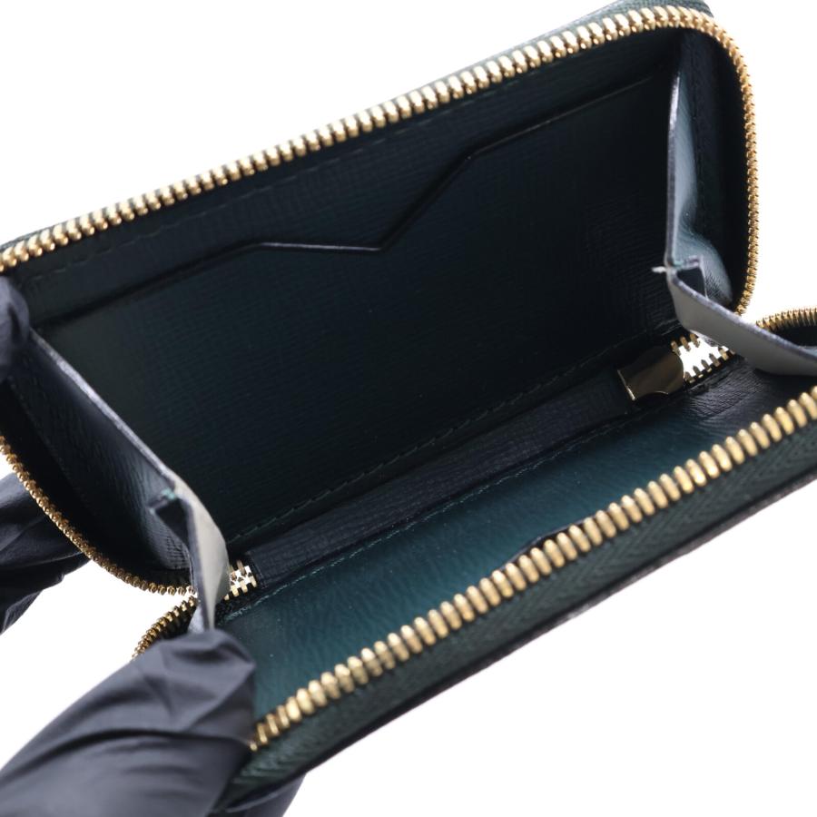 【美品】Valextra ラウンドジップ　ミニウォレット　ケース　グリーン Valextra（ヴァレクストラ） 美品 ラウンドジップ ミニ ウォレット