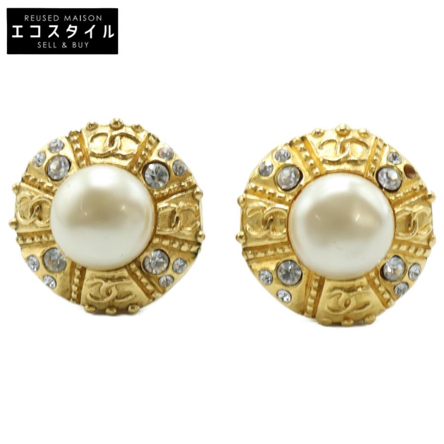 CHANEL シャネル GP パール×ビジュー イヤリング ゴールド レディース  
