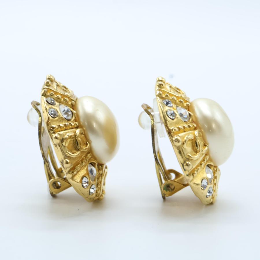 CHANEL シャネル GP パール×ビジュー イヤリング ゴールド レディース  