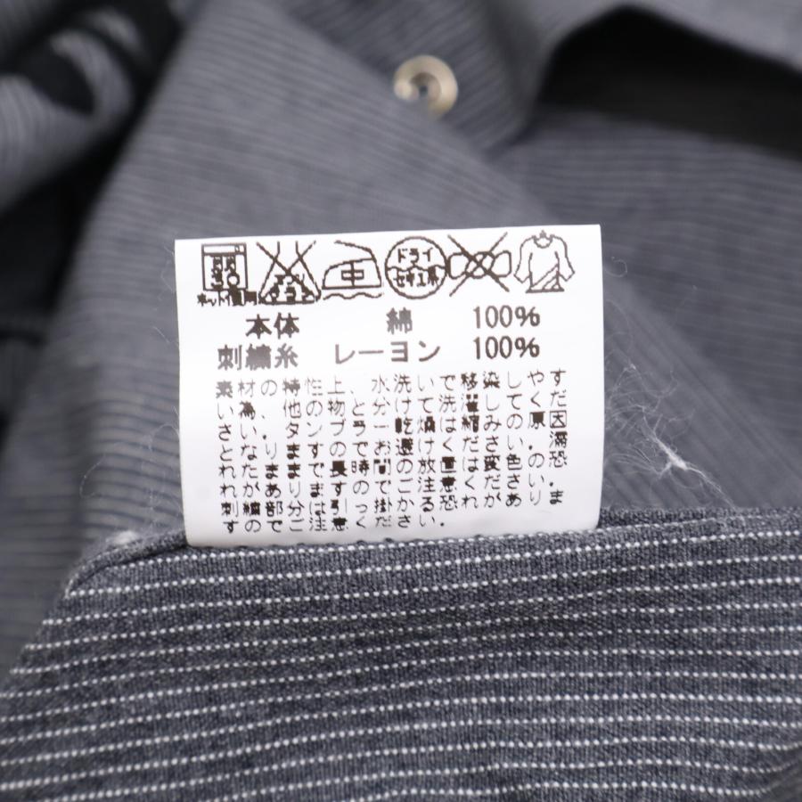 MOTORCYCLE インディアンモーターサイクル グレー コットン IM27052 ピンストライプ 刺繍 シャツ グレー ストライプ L トップス コットン メンズ 中古 【アームスカルスウェットロングカーディガン】