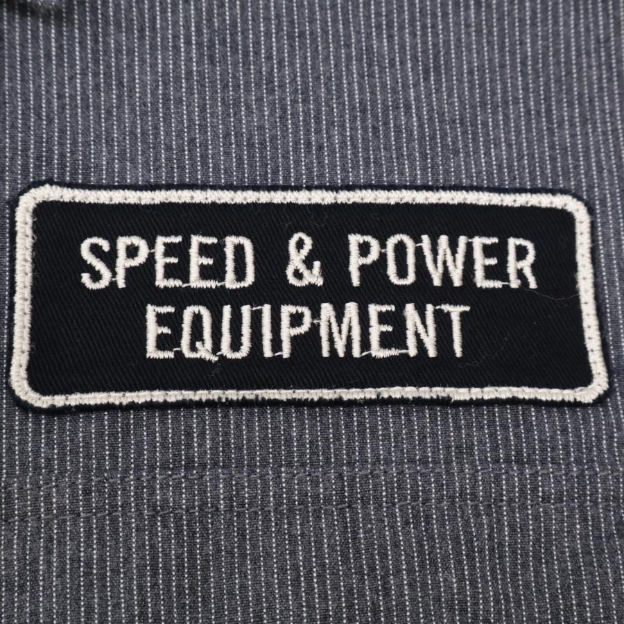 MOTORCYCLE インディアンモーターサイクル グレー コットン IM27052 ピンストライプ 刺繍 シャツ グレー ストライプ L トップス コットン メンズ 中古 【アームスカルスウェットロングカーディガン】