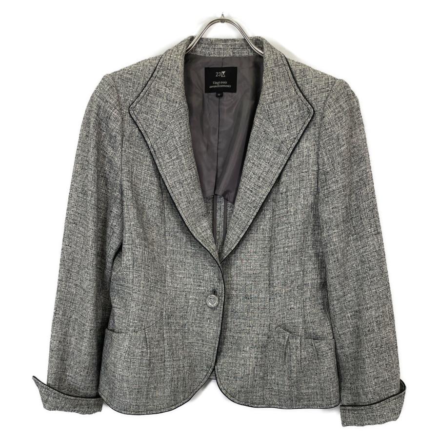 NIJYUSANKU 23区 グレー ボタン切替 スカート スーツ 44 セットアップ
