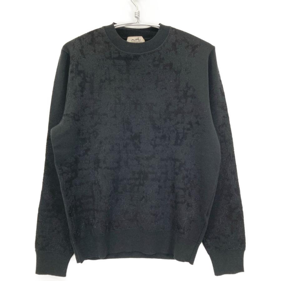 HERMES エルメス ブラック ウール クルーネック ニット S トップス