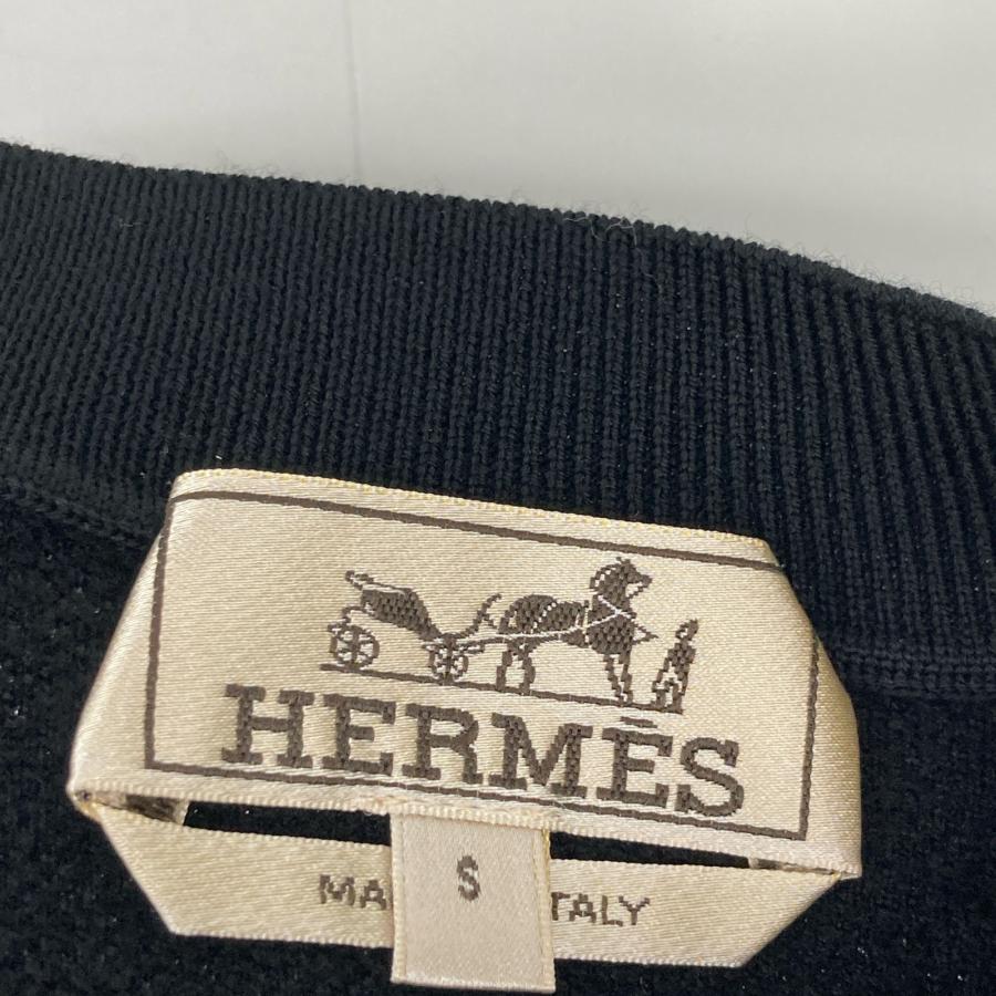 HERMES エルメス ブラック ウール クルーネック ニット S トップス
