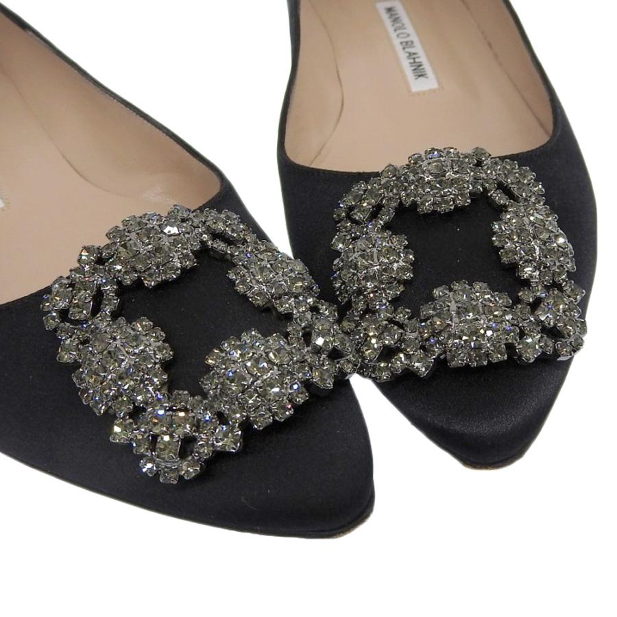 MANOLO BLAHNIK（マノロブラニク） 美品 サテン ハンギシ ビジュー
