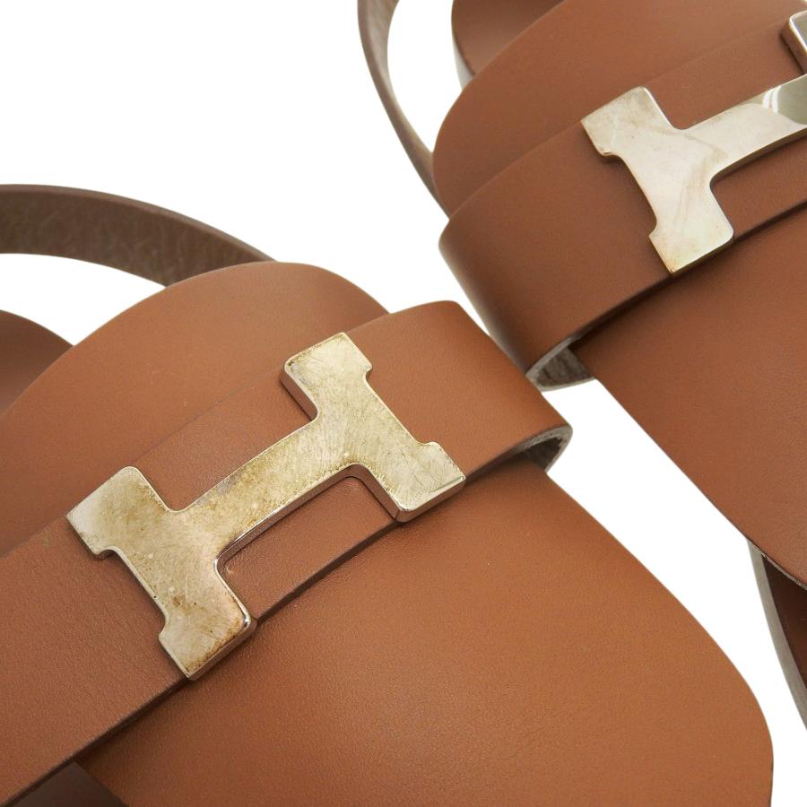 美品 HERMES エルメス ギャラリー Hモチーフ レザー トングサンダル