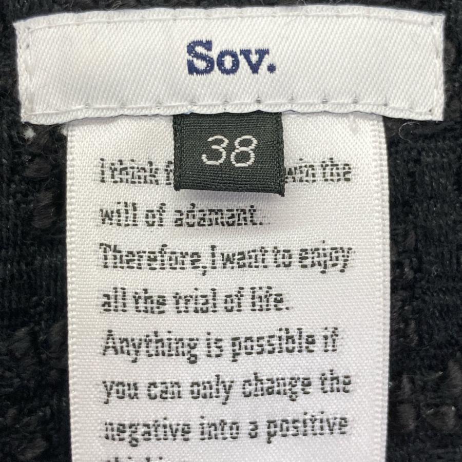 SOV. ソブ ダブルスタンダード ブラック ノーカラー ツイード