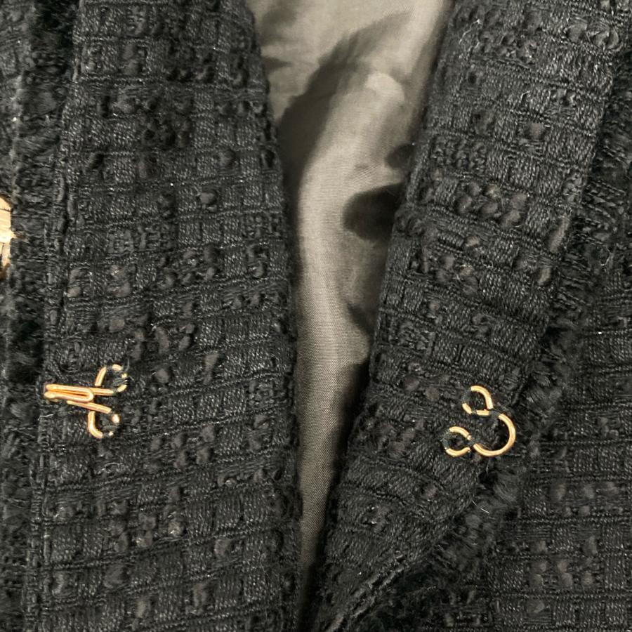 【未使用】38 ツイードジャケット ダブルスタンダード SOV. ソブ ダブルスタンダード ブラック ノーカラー ツイード